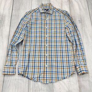 Vineyard Vines Classic Fit Cooper Button Shirt‎ XS Cotton Plaid Blue Beige Mens